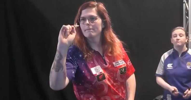 Noa-Lynn van Leuven playing darts