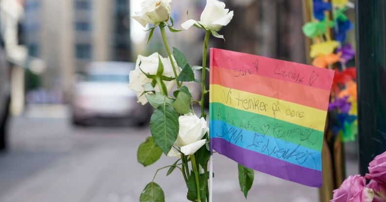 Tributes left for victims of mass shooting on 25 June 2022 in Oslo, Norway