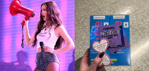 The singer handed out the morning-after pill at her show. (Getty/X)