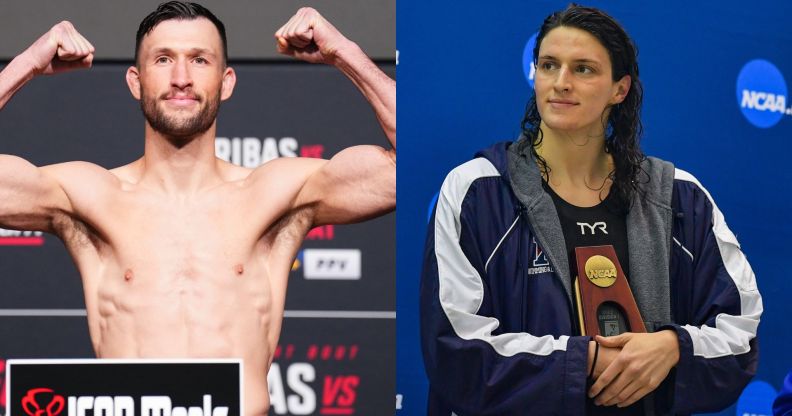 Image of UFC fighter Julian Erosa and trans swimmer Lia Thomas