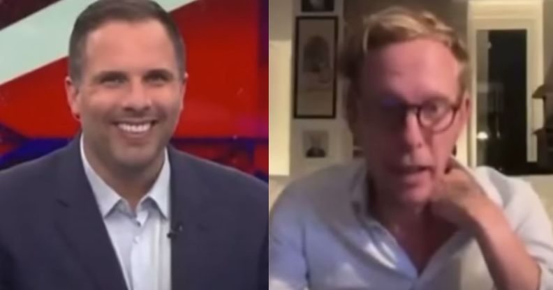 Side by side images of Dan Wootton and Laurence Fox during a segment on Wootton's GB News show that had, what Ofcom called, 'misogynistic' remarks by Fox
