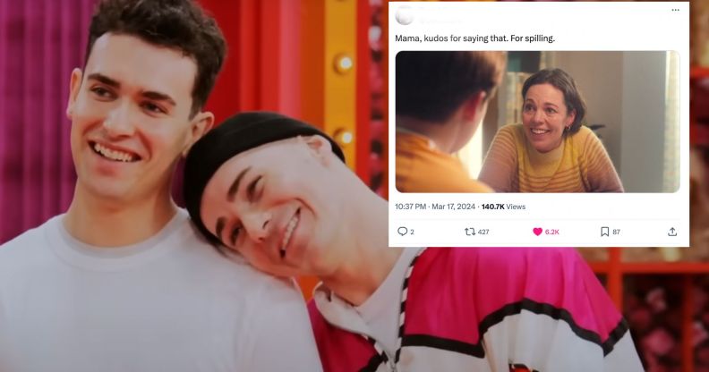 Plane Jane and Q in Drag Race with a twitter meme overlayed on top