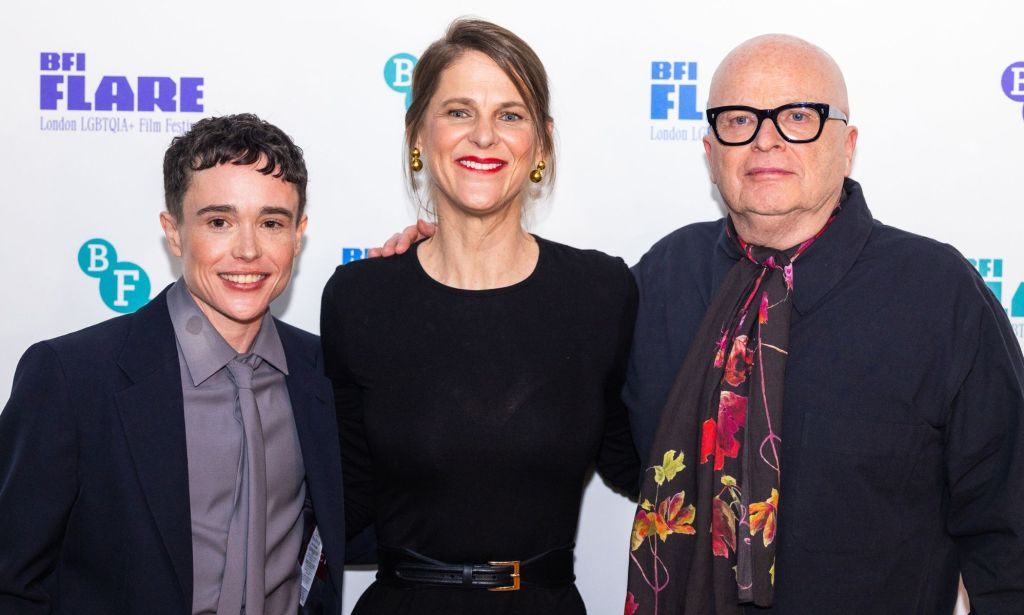 Elliot Page with Close To You co-star Hilary Baack and director, Dominic Savage at BFI Flare.