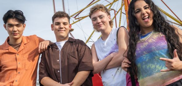 Characters Tao Xu, Isaac Henderson, Darcy Olsson, and Sahar Zahid in Hearstopper season three. (Netflix)