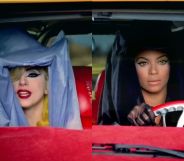 Lady Gaga and Beyoncé in the Telephone music video.