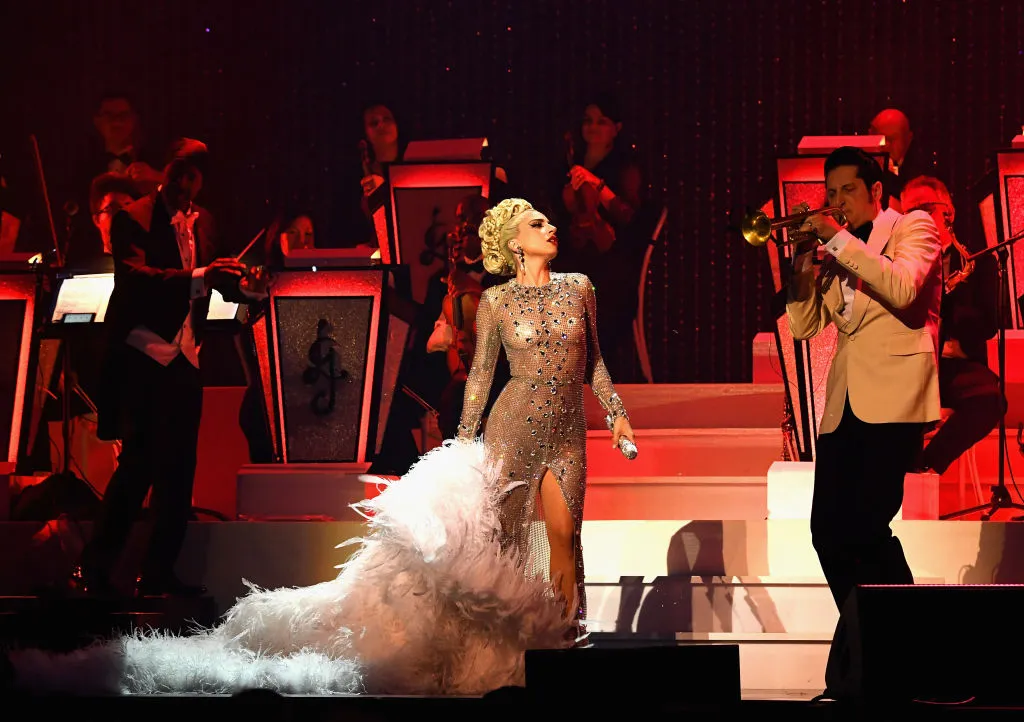 Lady Gaga performing at her 'Jazz & Piano' Las Vegas residency.