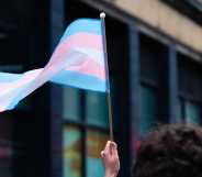 A trans Pride flag.