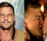 The Ministry of Ungentlemanly Warfare star Alan Ritchson (left) and as gay character Tripp in 90210