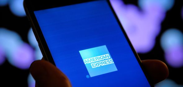 This is an image of a mobile device showing the American Express logo