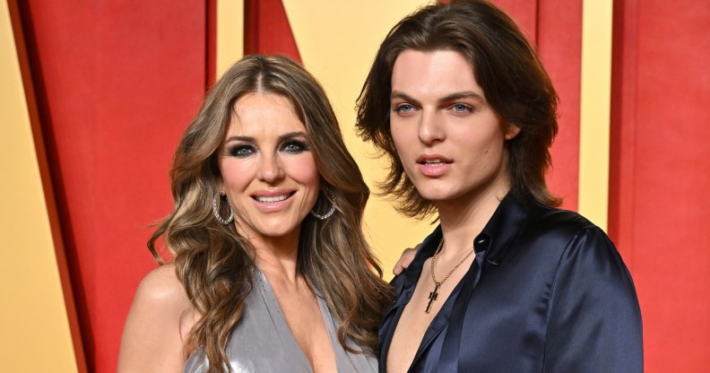 BEVERLY HILLS, CALIFORNIA - MARCH 10: Elizabeth Hurley and Damian Hurley attend the 2024 Vanity Fair Oscar Party hosted by Radhika Jones at Wallis Annenberg Center for the Performing Arts on March 10, 2024 in Beverly Hills, California. (Photo by Axelle/Bauer-Griffin/FilmMagic)