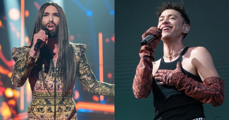 Conchita Wurst and Olly Alexander singing