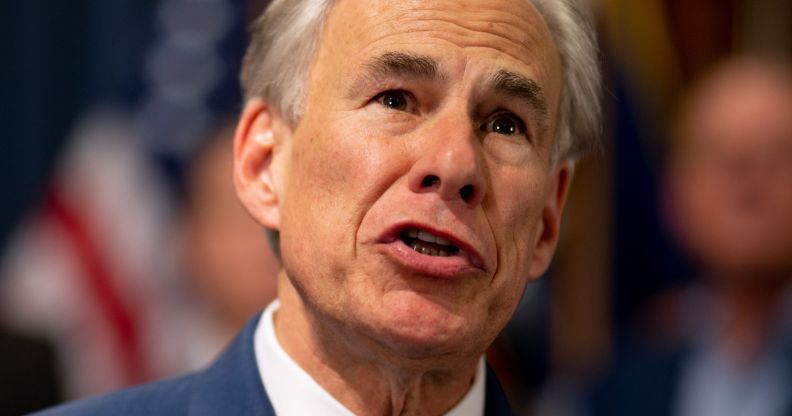 Greg Abott speaking at a legislative session.