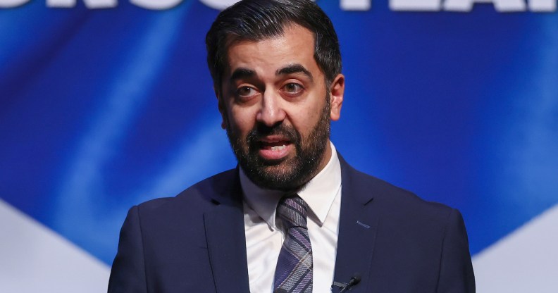 PERTH, SCOTLAND - MARCH 16: First Minister Humza Yousaf speaks at the SNP Campaign Council on March 16, 2024 in Perth, Scotland. The event at Perth Concert Hall seen delegates and members from across Scotland gather to discuss policies and the upcoming general election. (Photo by Jeff J Mitchell/Getty Images)