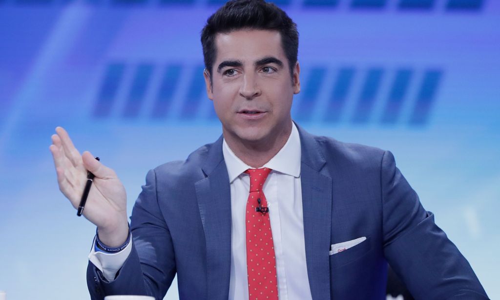 Jesse Watters on the set of a Fox News show.