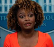 Karine Jean-PIerre speaking at a White House press conference.