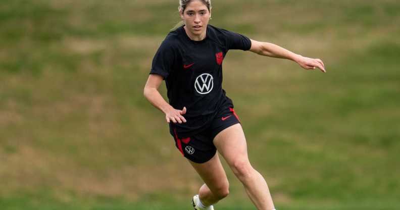 CARSON, CA - FEBRUARY 18: Korbin Albert of the United States dribbles during USWNT Training at Dignity Health Sports Park on February 18, 2024 in Carson, California. (Photo by Brad Smith/ISI Photos/USSF/Getty Images for USSF)