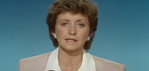 BBC presenter on The Six O'Clock News during a Section 28 protest by lesbian activists