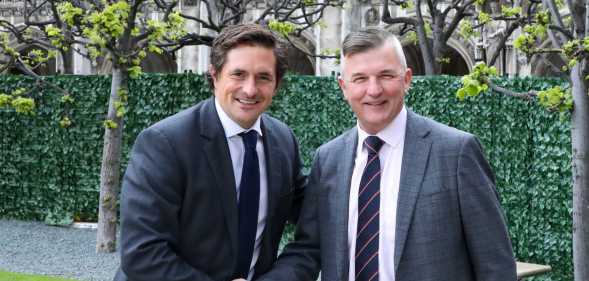 Minister for veterans affairs, Johnny Mercer with chair of Fighting With Pride Craig Jones.