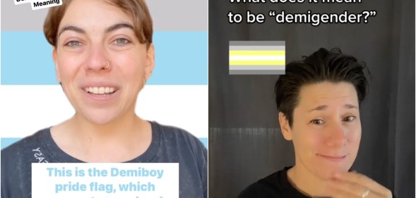 Photo shows an Demiboy instagram influencer on the left and a demigender TikTok user on the right
