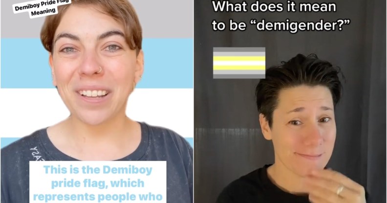Photo shows an Demiboy instagram influencer on the left and a demigender TikTok user on the right
