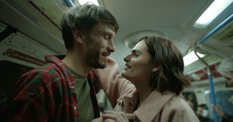 Nava Mau grips Richard Gadd's hand in a still from Netflix show Baby Reindeer.