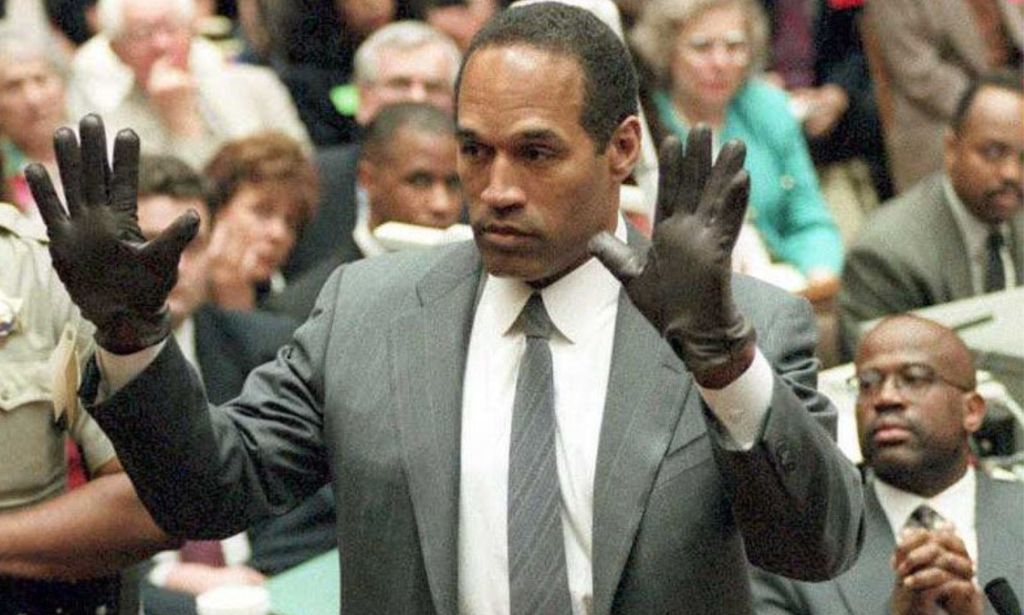The infamous moment OJ Simpson wore a pair of leather gloves found at the scene of his wife's murder.