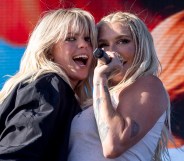 INDIO, CALIFORNIA - APRIL 14: (FOR EDITORIAL USE ONLY) Reneé Rapp and Kesha perform onstage at the 2024 Coachella Valley Music and Arts Festival at Empire Polo Club on April 14, 2024 in Indio, California. (Photo by Emma McIntyre/Getty Images for Coachella)