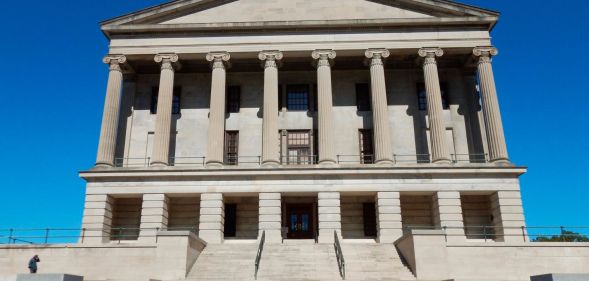 An outside image of the Tennessee state Capitol.