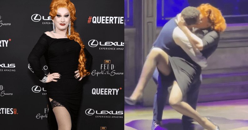 Drag Race star Jinkx Monsoon making out with Corbin Bleu in Broadway's Little Shop of Horrors