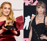 Taylor Swift (right) couldn't quite beat Adele's record. (Getty)
