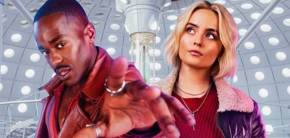 Ncuti Gatwa and Millie Gibson as Doctor Who and Ruby Sunday in the interior of the TARDIS