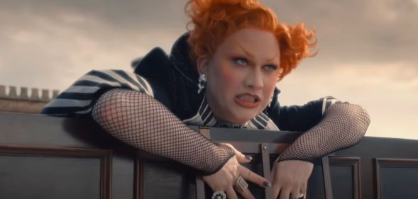 DRAG RACE star Jinkx Monsoon bears her teeth as she climbs over a piano in the new Doctor Who trailer.