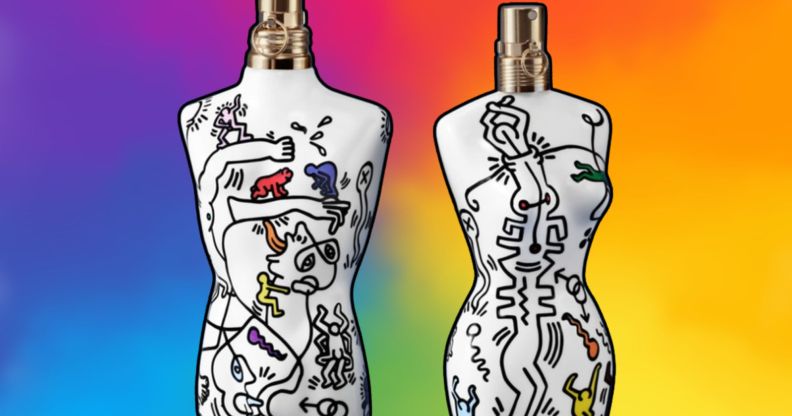 Jean Paul Gaultier unveils Keith Haring-inspired Pride perfume bottles.