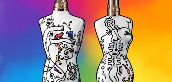 Jean Paul Gaultier unveils Keith Haring-inspired Pride perfume bottles.