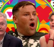 A graphic featuring Celebrity Big Brother housemates Louis Walsh, David Potts, and Bradley Walsh looking shocked.