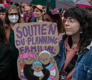 Protestors in Paris showing support for trans people.
