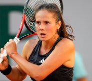 Daria Kasatkina playing at the French Open - also known as Roland Garros - in 2023. The Russian tennis player is one of the most high-profile out gay athletes on the WTA tour.