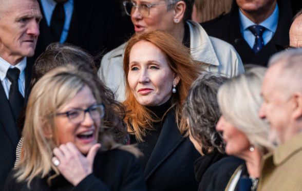 JK Rowling in black at a memorial service in Edinburgh