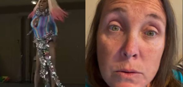 A split image of Eric Posey in drag and Summer Bushnell during a vlog.