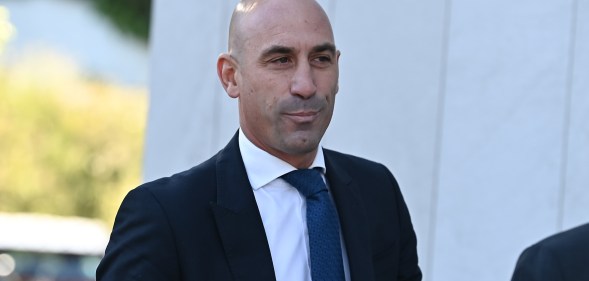 MAJADAHONDA, SPAIN - APRIL 29: The Former Spanish FA President Luis Rubiales arrives at Majadahonda courthouse on April 29, 2024 in Madrid, Spain. Rubiales came back from the Dominican Republic April 3rd, where he has lived for two months. Spanish police searched the headquarters of the Spanish Soccer Federation (RFEF) and a property of Rubiales last month as part of an alleged corruption investigation. The operation is part of a wider probe linked to alleged corruption in probe of the Saudi Arabia Super Cup deal. (Photo by Denis Doyle/Getty Images)