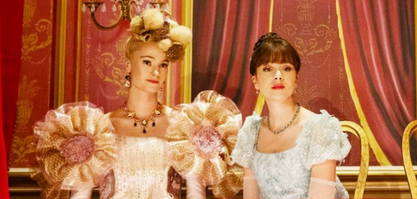 Picture shows Cressida and Eloise at the theatre sitting in a balcony box