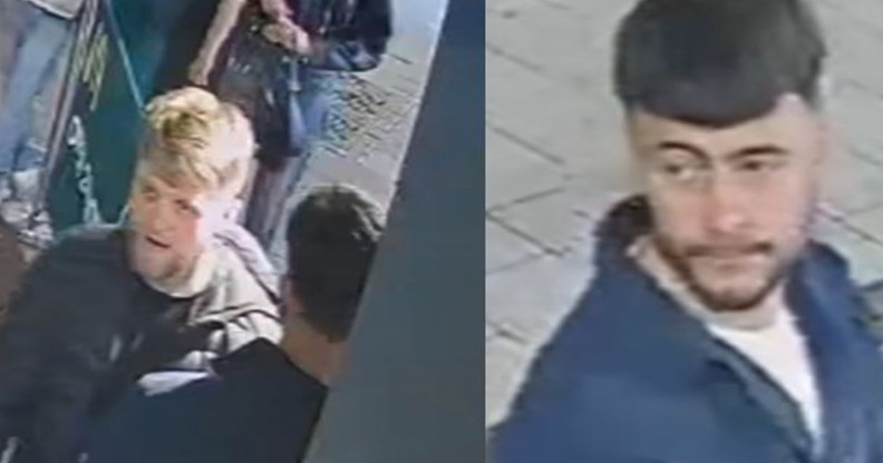 A split image of two men in a CCTV screenshot.