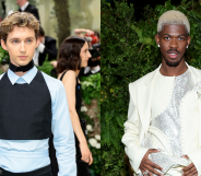 Troye Sivan (left) and Lil Nas X (right) shared a red carpet moment at the Met Gala. (Getty)