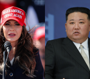 The North Korea leader (right) was mentioned in Noem's book. (Getty)