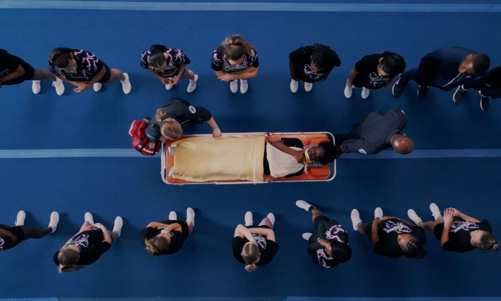 A still from lesbian cheerleading film Backspot.