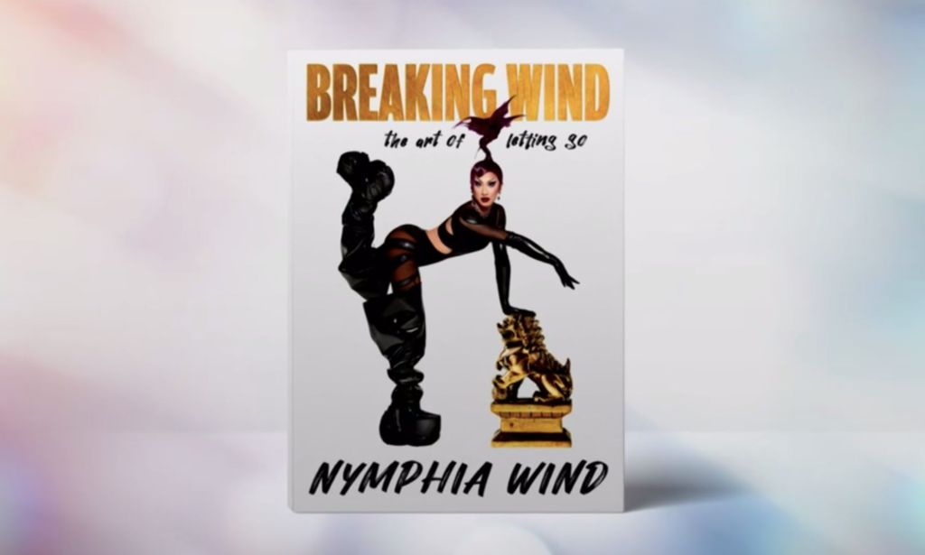 Nymphia Wind's memoir cover in Drag Race season 16 episode 14.
