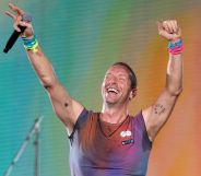 Chris Martin from Coldplay performing during the Music of the Spheres tour in Perth, Australia.