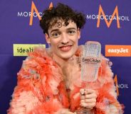 Eurovision Song Contest winner Nemo with their trophy.
