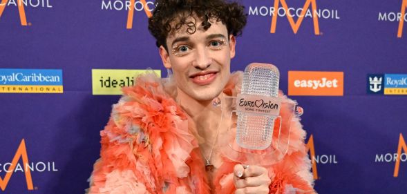 Eurovision Song Contest winner Nemo with their trophy.