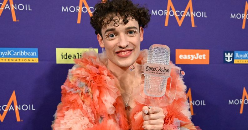 Eurovision Song Contest winner Nemo with their trophy.